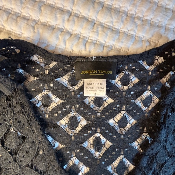 Jonathan Taylor Black Crochet Semi Sheer Cottage Core Festival Black Top Small - Picture 3 of 6